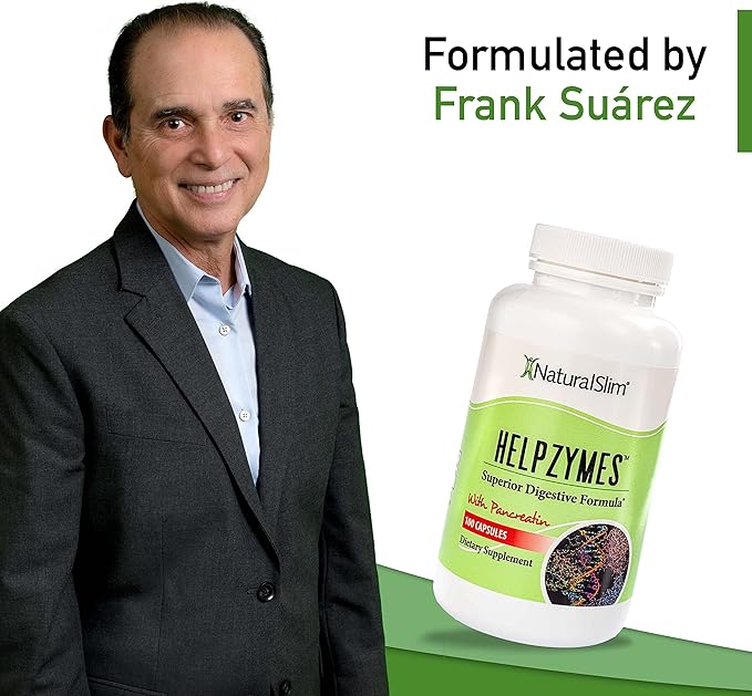 NaturalSlim Digestive Enzymes for Women & Men - Helpzymes Essential Enzymes for Digestion, Gut Health, Gas Bloating Relief with Bromelain, Ox Bile, Pancreatin. & Betaine HCL - 100 Capsules 3 Pack