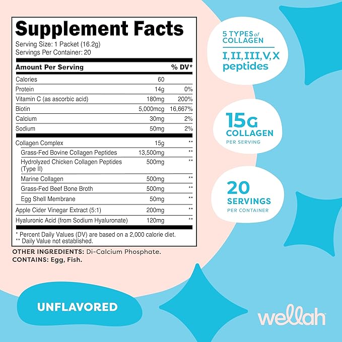 The Afterglow Multi Collagen Protein + Beauty Unflavored (20 Stickpacks) - 15G Collagen Complex Per Serving