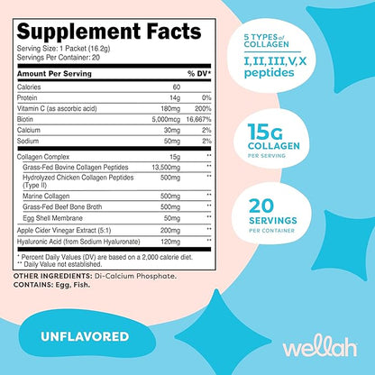 The Afterglow Multi Collagen Protein + Beauty Unflavored (20 Stickpacks) - 15G Collagen Complex Per Serving