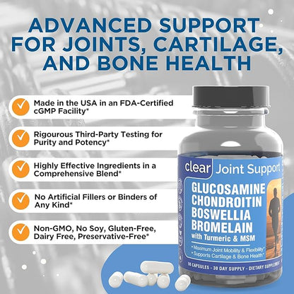 Joint Supplements for Women – Glucosamine Chondroitin MSM with Turmeric and Boswellia – Supports Bone & Joint Health, Flexibility, Mobility, Recovery & Boosts Collagen – 90 Capsules