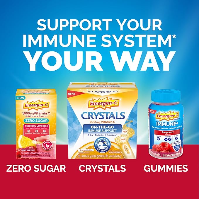 Emergen-C Immune+ Chewables 1000mg Vitamin C with Vitamin D Tablet, Immune Support Dietary Supplement for Immunity, Orange Blast Flavor - 42 Count