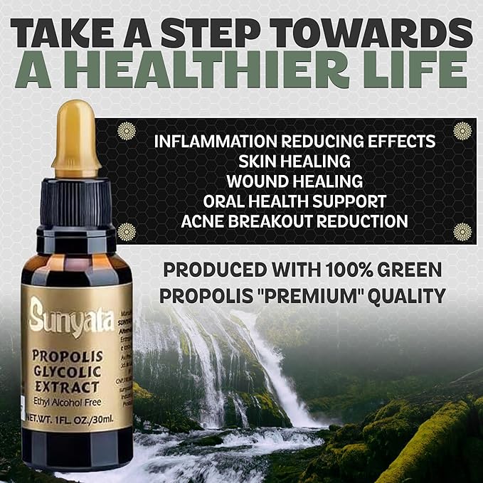 Sunyata Brazilian Green Bee Propolis Liquid Extract – No Alcohol, Natural Immune Support & Antioxidant, 30ML (3 Pack)