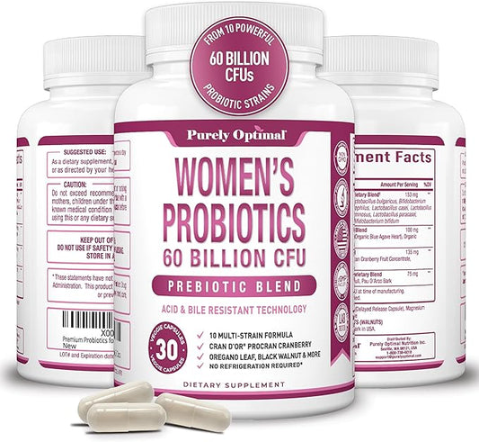 Purely Optimal Premium Probiotics (Various Types) with Organic Prebiotics & Digestive Enzymes (30 Count (Pack of 1), Unflavored)