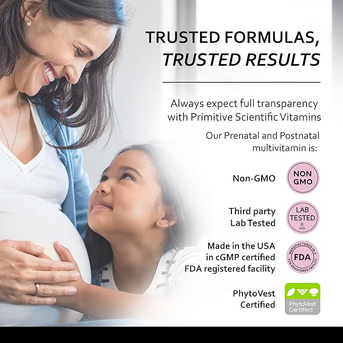 Prenatal and Postnatal Multivitamin for Women, with Vitamins A, B, C, D, E, Iodine, and Ginger for Mother & Baby Support, Non-GMO, Gluten-Free (120ct)