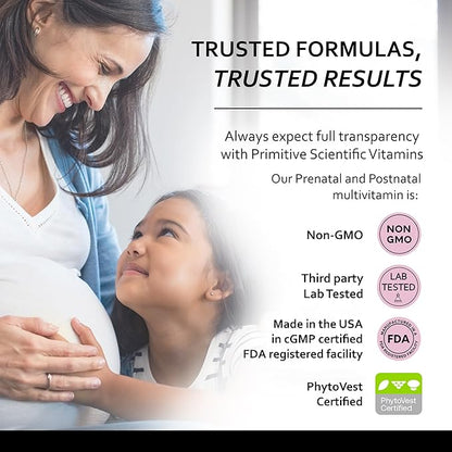 Prenatal and Postnatal Multivitamin for Women, with Vitamins A, B, C, D, E, Iodine, and Ginger for Mother & Baby Support, Non-GMO, Gluten-Free (120ct)