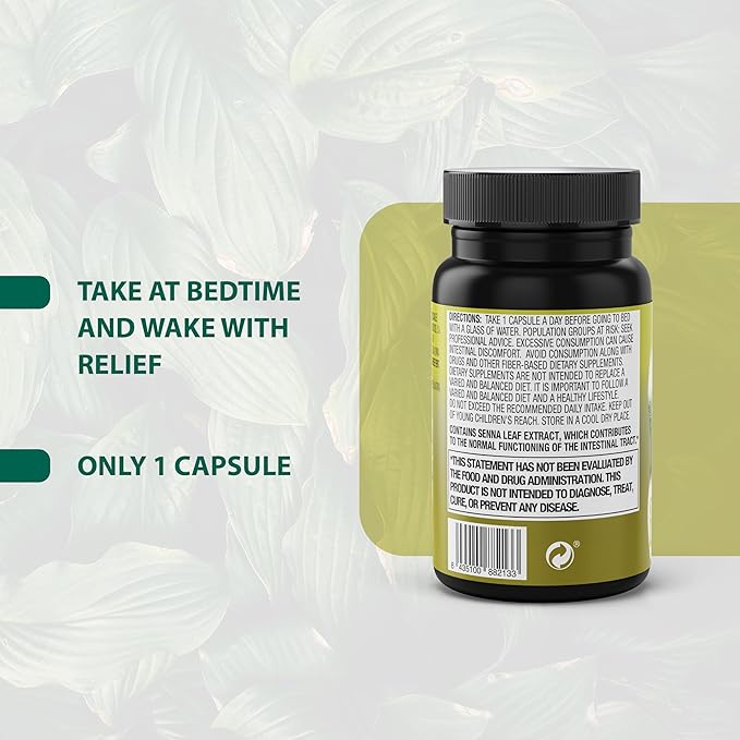 Quickisen Laxative Capsules, Relief from Occasional Constipation, Natural Senna Extract, Supports Intestinal Health, Dietary Supplement Gluten-Free and Dairy-Free, 30 Capsules