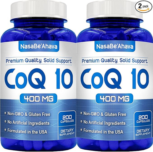 CoQ10 400mg Capsules | Vegan Friendly Coenzyme Q10 400mg per Serving from Easy Absorption Ubiquinone Supplement for Skin Heart and Energy Support | Made in the USA in cGMP Facilities (2 Pack)