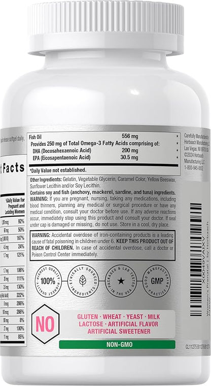 Horbäach Women's Prenatal Multivitamin with DHA, Iron and Folic Acid | 70 Softgels | Non-GMO & Gluten Free