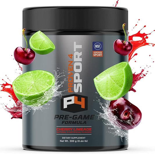 Proven4 Pre Workout Powder for Men and Women with Creatine - Beta Alanine - Caffeine NSF Certified Energy Supplement Chery Limeade 30 Servings