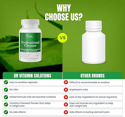 DR VITAMIN SOLUTIONS 15 Day Gut Cleanse Detox for Women w/GLP-1 Support - Natural Colon & Detox Cleanse for Weight Loss - Bloating & Constipation Relief - Flushes Toxins & Supports Immunity - 60 Ct.