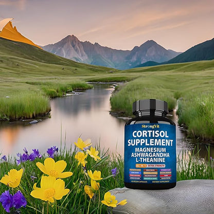 Cortisol Supplements for Women and Men with Magnesium, Ashwagandha & L-Theanine. High Cortisol Reducer, Manager, Detox, Lower and Control. Sleep Support & Stress Relief, USA (120 Capsules)