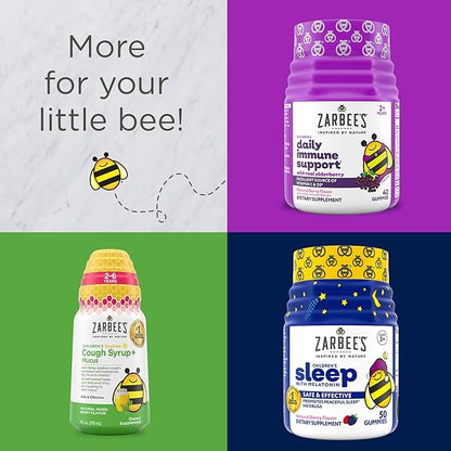 Zarbee's Gentle Bedtime Gummies for Kids - Melatonin-Free Blend of Natural Honey, Raspberry Lemon, and Chamomile Helps Children Unwind and Relax to Prepare for Sleep, 30ct