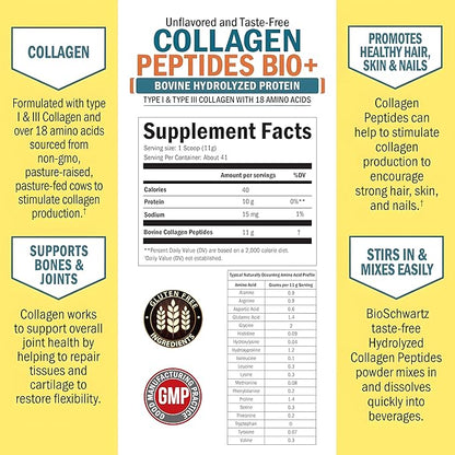 Multi Collagen Protein Powder for Men & Women - Grass Fed Collagen Peptides Powder for Women & Men with Types I & 3 plus Naturally Occurring Amino Acids - Hydrolyzed Easy to Mix & Unflavored (16oz)