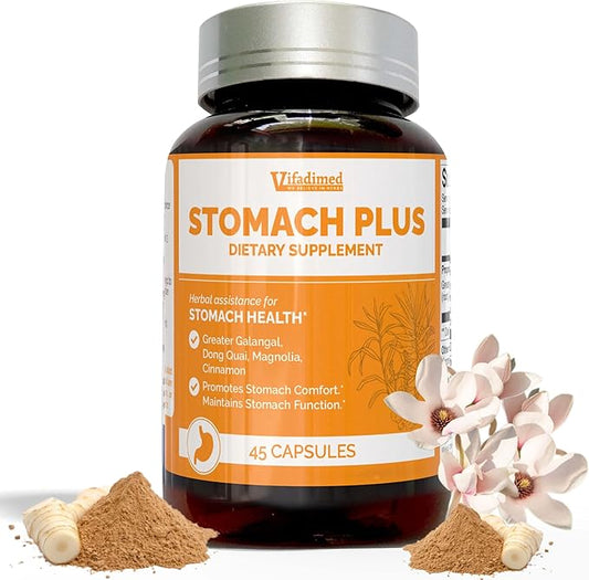 Stomach Plus - for Gastric Health, Stomach Settle, Acid Reflux, Heartburn, Upset Stomach Relief for Adults with Galangal & Magnolia-45capsules
