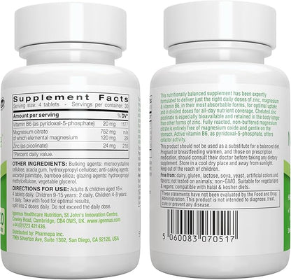Igennus Neurobalance High Absorption Zinc Magnesium & B6 Complex, Cognitive Support, Focus & Recovery, 24mg Chelated Zinc Picolinate, Oxide-Free Magnesium, Vegan, Non-GMO, 120 Tablets