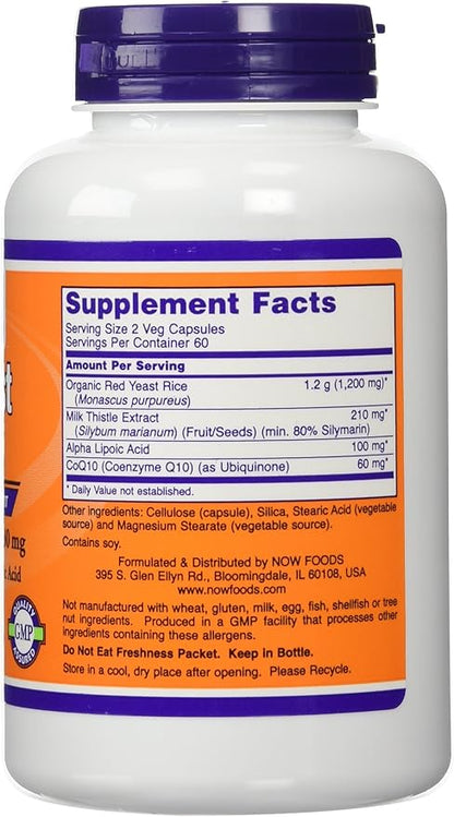 NOW Foods 600mg Red Yeast Rice & 30mg Coq10, 120 caps (pack of 2)