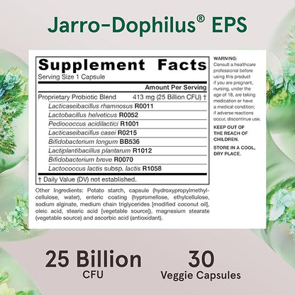 Jarrow Formulas Probiotics for Women and Men Digestive Health - Probiotic Nutritional Supplements, Gut Health, 25 Billion CFU, 30 Capsules, 30 Day Supply