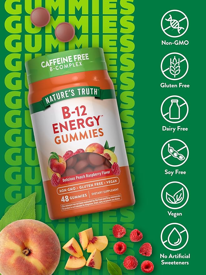 Nature's Truth Vitamin B Complex Gummies | 48 Count | with B-Vitamins, L-Carnitine & Ashwagandha | Vegan, Non-GMO & Gluten Free Supplement