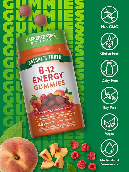 Nature's Truth Vitamin B Complex Gummies | 48 Count | with B-Vitamins, L-Carnitine & Ashwagandha | Vegan, Non-GMO & Gluten Free Supplement