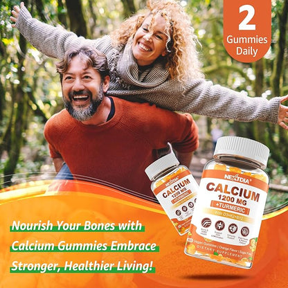 Calcium Supplements for Women & Men (Made in USA) - Calcium 1200mg with Vitamin D3 K2 B12 5000 IU Turmeric & Zinc, Suger-Free Calcium Gummies for Bone, Muscle & Immune Support - Vegan(120 Count)