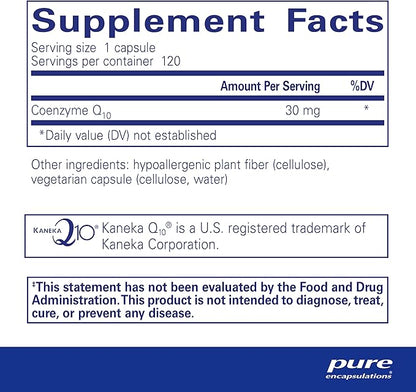Pure Encapsulations CoQ10 30 mg | Coenzyme Q10 Supplement for Energy, Antioxidants, Brain and Cellular Health, Cognition, and Cardiovascular Support* | 120 Capsules