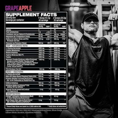HOSSTILE Hosstility V2 Pre Workout, All-in-One Pre Workout Powder for Men and Women, Enhance Muscle Pump, Increase Energy, Boost Strength, Sharpen Focus, Grape Apple, 40 Servings