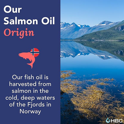 High Strength Omega 3 Fish Oil - 1000mg, Norwegian Salmon Oil with EPA & DHA, No Burping or Aftertaste, Omega 3 Fatty Acids Supplement for Eye, Brain & Heart, Triglyceride Form - 180 Capsules