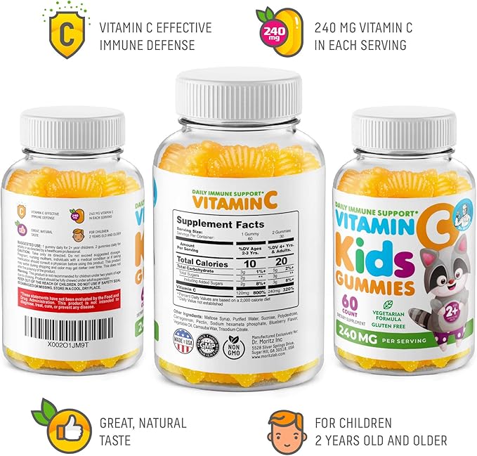 DR. MORITZ Complete Wellness Duo - Kids Magnesium Gummies (60 Count) - Sugar-Free with Vitamin C (60 Count 2 Pack)