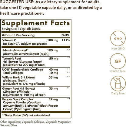 Solgar No. 7, 60 Vegetable Capsules - Joint Support & Comfort - Increased Mobility & Flexibility - Supplement for Men & Women - With Ester-C Vitamin C - Gluten-Free, Non GMO, Dairy Free - 60 Servings