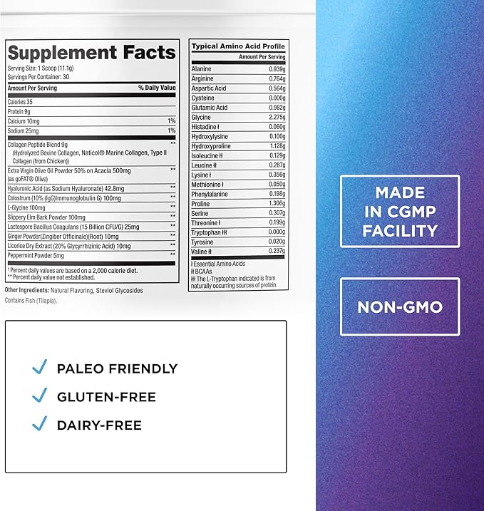 DR. EMIL NUTRITION Collagen Peptides Powder Plus Gut Health Supplement - Collagen Powder for Women with Colostrum & Probiotics for Gut Support & Immunity - Collagen Supplements for Hair, Skin & Nails