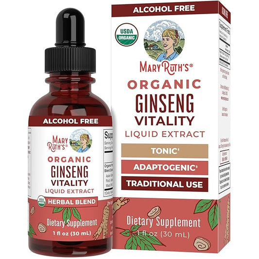 MaryRuth Organics Herbal Supplement for Brain Function | Boost Energy | Memory | Vitality USDA | Ginseng with Ashwagandha | Eleuthero and Maca Root Extract | 1 Fl Oz