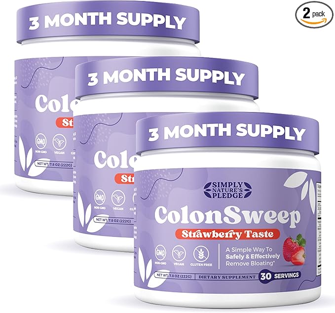 ColonSweep - Strawberry Flavored Probiotic Psyllium Husk Powder Colon Cleanser,7.8 oz. Fiber Supplement Support for Gut Health - Cleanse for Bloating Relief & Detox- 30 Servings (Pack of 3)