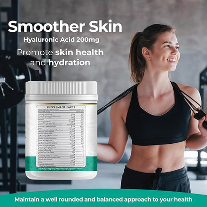 Collagen Peptides + Creatine Monohydrate + Psyllium Husk + Taurine + TMG + Hyaluronic Acid + MultiVitamin & Mineral (30 Servings, Mixed Berry)