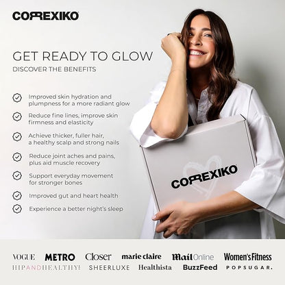 CORREXIKO Premium Marine Collagen Powder Supplement Unflavored - 10,000mg Double Hydrolyzed Collagen Peptides per Serving - Formulated for Maximum Absorption - Hair, Skin & Nails - 1kg, 100 Servings