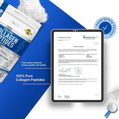 Collagen Peptides Powder, 45 Servings, Hydrolyzed Collagen, Type I & III, Grass Fed, Unflavored, Gluten Free, Keto/Paleo, 10g Servings, 15.9 Oz, Skin Support, Hair, Nail, Joints