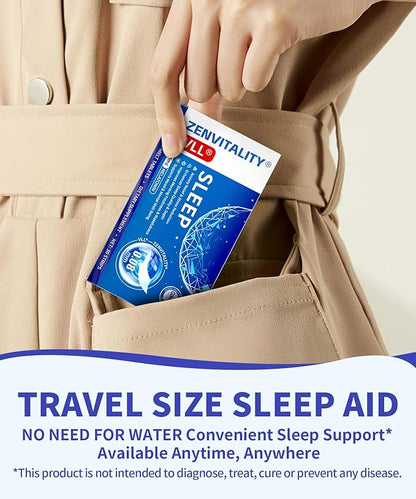 Melatonin Oral Sleep Strips 5 mg melatonin Fast-Melt Sleep Oral Strips Powerful Sleep Aid Supplement with L-Tryptophan|Vitamin B6|B5|GABA|Magnesium|11 Sleep Support Factors Blueberry Flavor