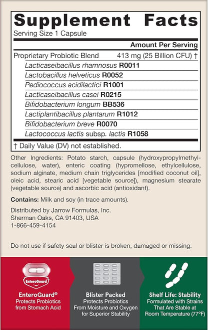 Jarrow Formulas Jarro-Dophilus EPS Gut Restore Probiotics 25 Billion CFU With 8 Clinically-Studied Strains, Dietary Supplement for Intestinal and Immune Support, 30 Veggie Capsules, 30 Day Supply