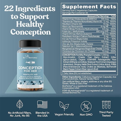 Eu Natural Conception Fertility for Her & Him Bundle - Fertility Supplements Combo for Women & Men – Prenatal Vitamins – Promote Hormone Balance, Cycle Consistency, Aid Ovulation – 120 Count