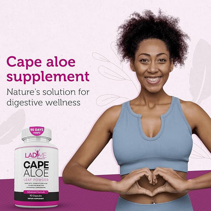 Pure Cape Aloe Herbal Laxative for Constipation Relief Healthy Bowel Movement Natural Colon Cleanse & Detox Dietary Supplement Designed for Women by Ladyme 180 Capsules