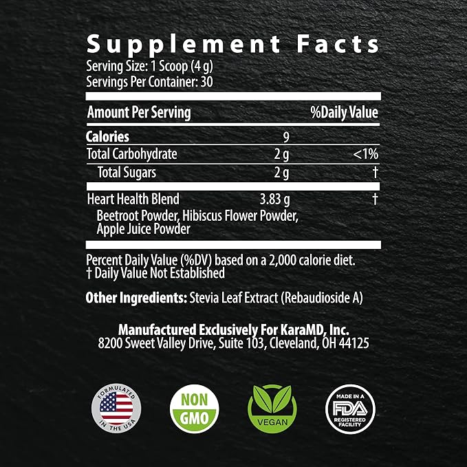 KaraMD UltraBeets | Delicious Beetroot Superfood Powder | Natural Vegan Friendly, Non-GMO & Gluten Free Nitric Oxide Booster Supplement | Supports Circulation & Energy (30 Concentrated Servings)
