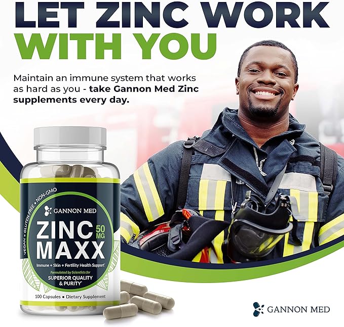 Zinc Maxx - 100 Capsules, Zinc Gluconate Immune Booster for Reproductive Health and Skin Care - 3+ Month Supply