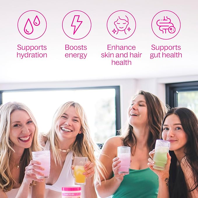 Daily Fiber Supplement Packets with Collagen, Probiotics & Electrolytes | Single Serve Travel Packets for Gut Health, Digestion & Debloating | Watermelon | 10 Count