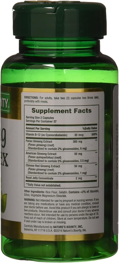 Nature's Bounty - Ginseng Complex Plus Royal Jelly - 75 Capsules