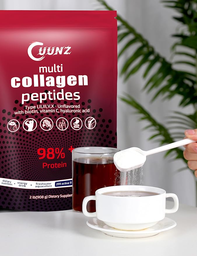 Multi Collagen Protein Powder - Type I,II,III,V,X with Biotin, Hyaluronic Acid, Vitamin C - Unflavored Collagen Peptides Supplements(Multi Collagen Peptides 2lb)