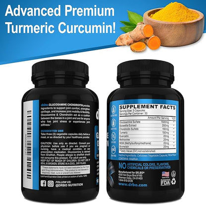 Glucosamine Chondroitin MSM Turmeric - Joints Health Supplement 2100mg Knee Bone & Joints - Joint Support Supplement Pills Advanced Glucosamine Sulfate Capsules Joint Supplements for Men Women Adults