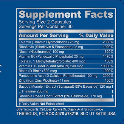 Thrivous Clarity and Serenity Stack - Enhance Memory, Focus & Mood - Enhance Relaxation & Sleep - Advanced Nootropic Supplement - Includes Clarity & Serenity - 2 Bottles - 120 Capsules