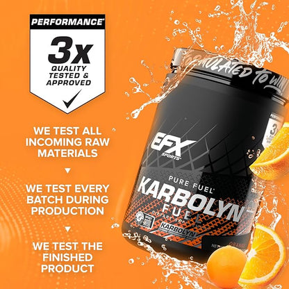 EFX Sports Karbolyn Fuel | Fast-Absorbing Carbohydrate Powder | Carb Load, Sustained Energy, Quick Recovery | Stimulant Free | 18 Servings (Orange)