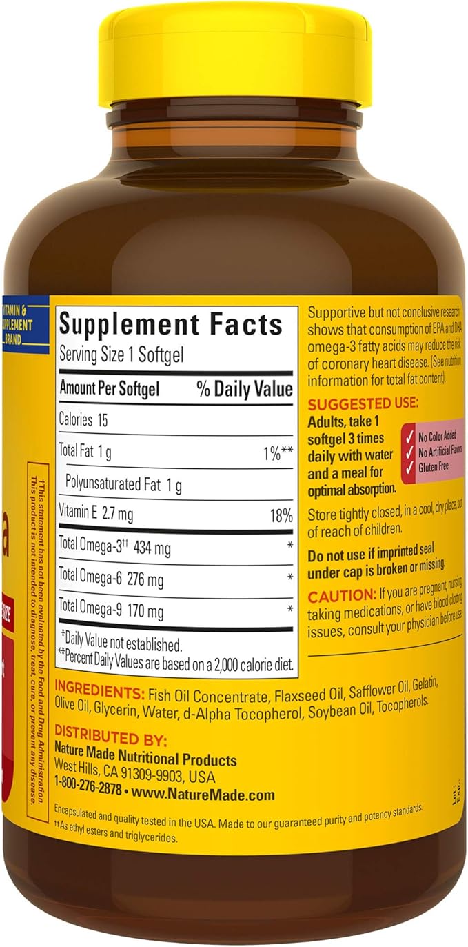Triple Omega 3-6-9, 150 Softgels Value Size, Omega Supplement For Heart Health