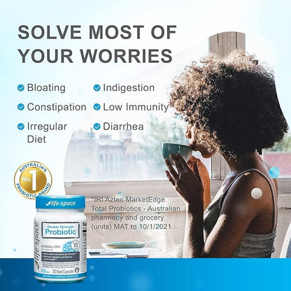 Life-Space Double Strength Broad Spectrum Probiotic, 64 Billion CFU & 15 Diverse Strains, Redouble Formulated for Digestive Health & Immune Health, Probiotics for Women & Men - 30 Veg Capsules