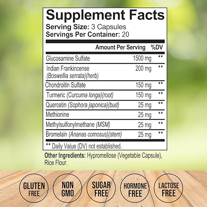 Glucosamine Chondroitin MSM Supplement – Joint Supplements for Men and Women – Glucosamine for Joints and Mobility – Turmeric for Joint Health, Cartilage and Flexibility – Made in USA